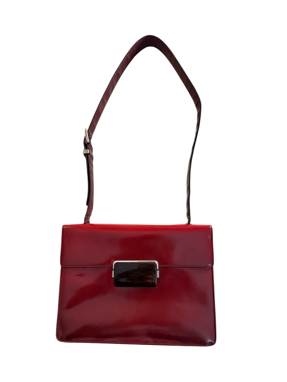 Prada Vintage Red Leather Shoulder Bag – Made in Italy